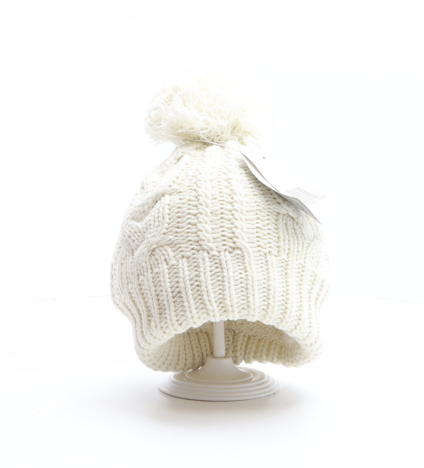 TJM Womens Ivory Acrylic Bobble Hat One Size