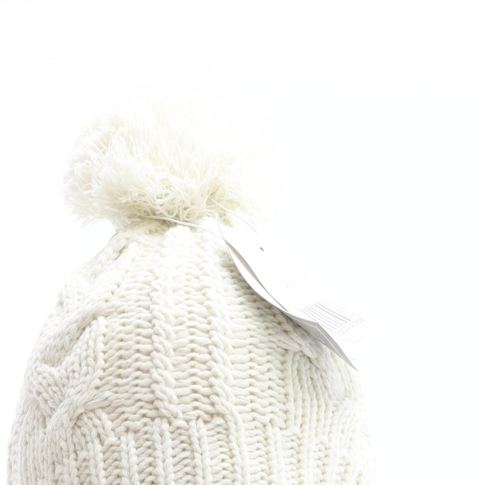 TJM Womens Ivory Acrylic Bobble Hat One Size