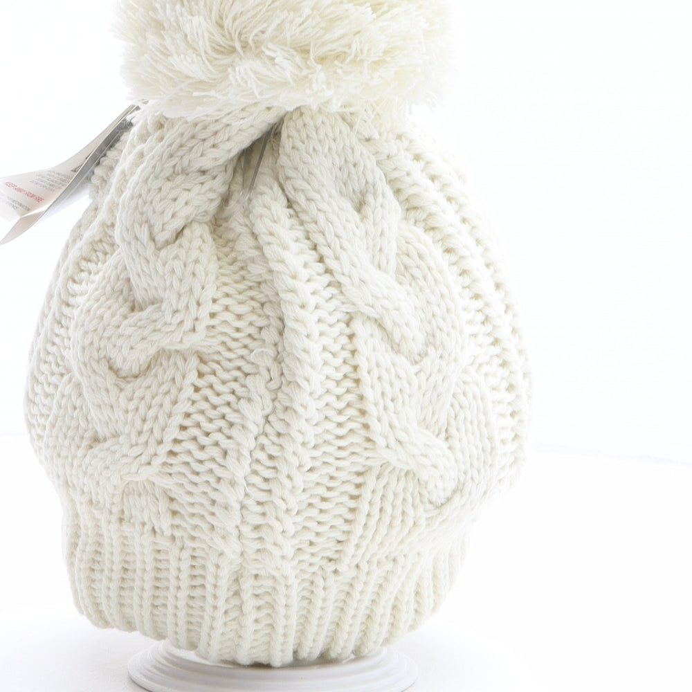 TJM Womens Ivory Acrylic Bobble Hat One Size