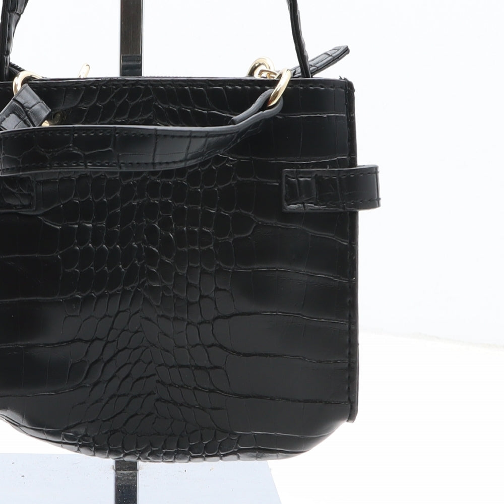 Primark Womens Black Animal Print PVC Crossbody Size Small - Crocodile Texture