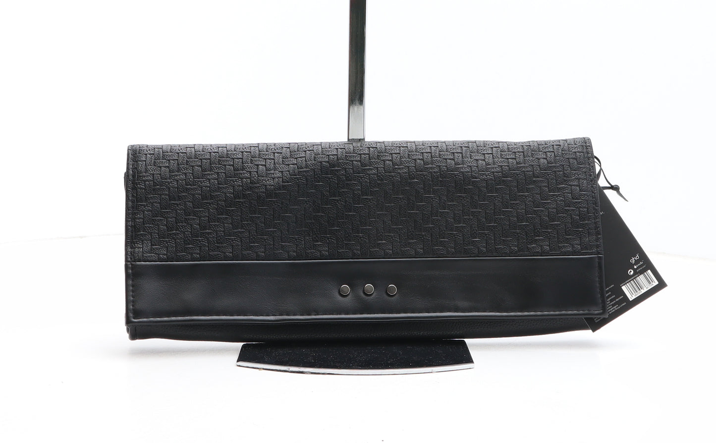 ghd Womens Black Herringbone Polyurethane Clutch Size Medium - Travel Bag
