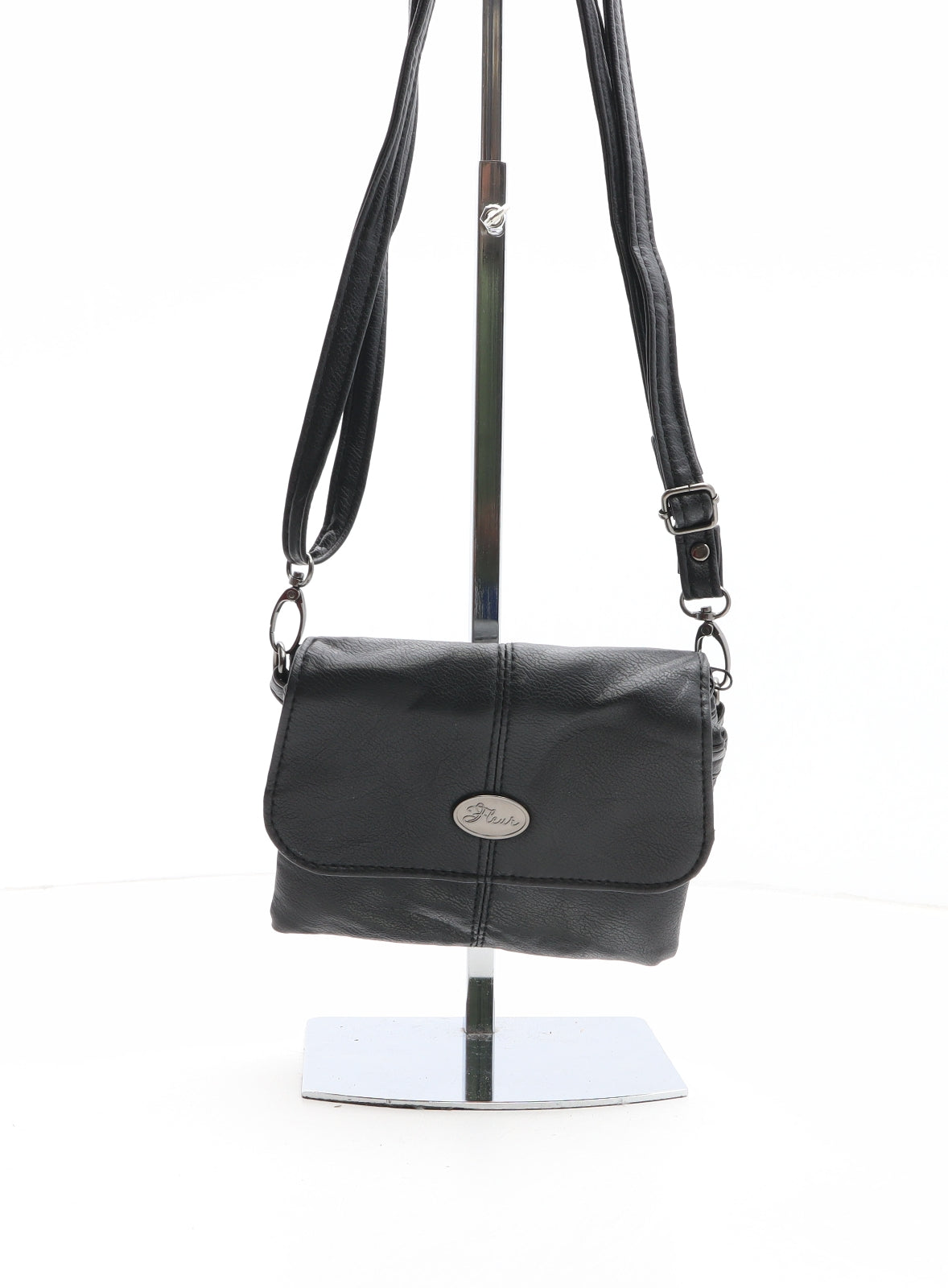 Fleur Womens Black Solid Polyurethane Crossbody Size Mini