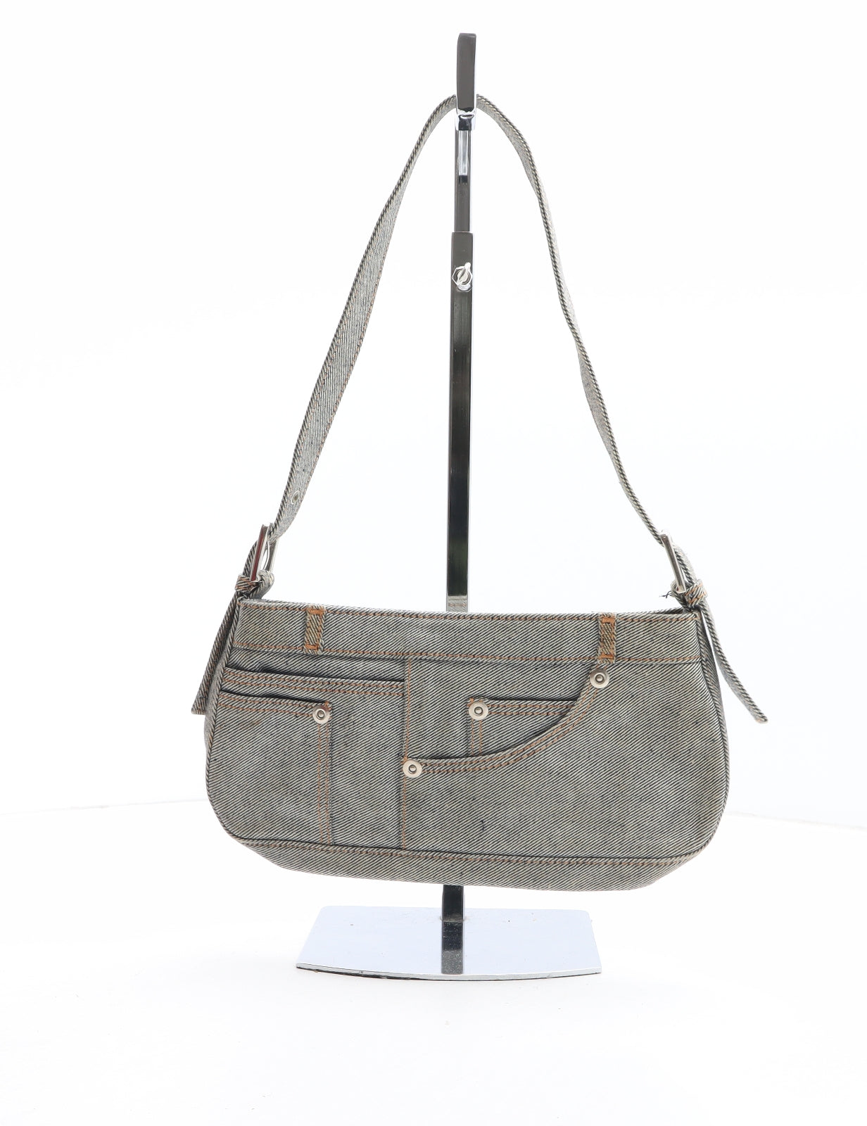 NEXT Womens Beige Solid Cotton Shoulder Bag Size Small