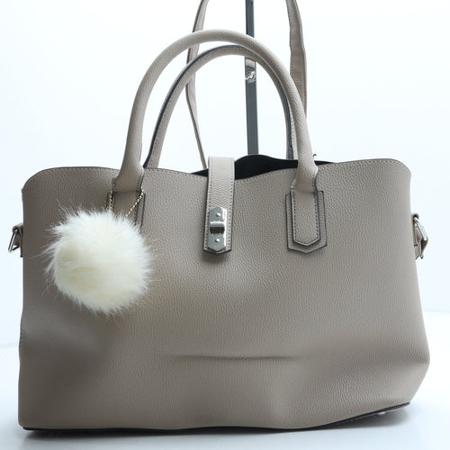 Preworn Womens Beige Polyurethane Hobo Bag Size Large