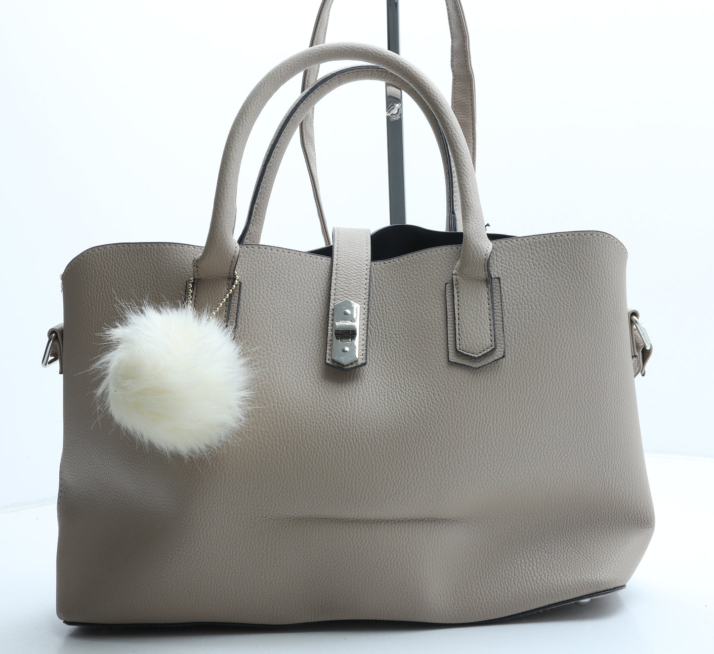 Preworn Womens Beige Polyurethane Hobo Bag Size Large
