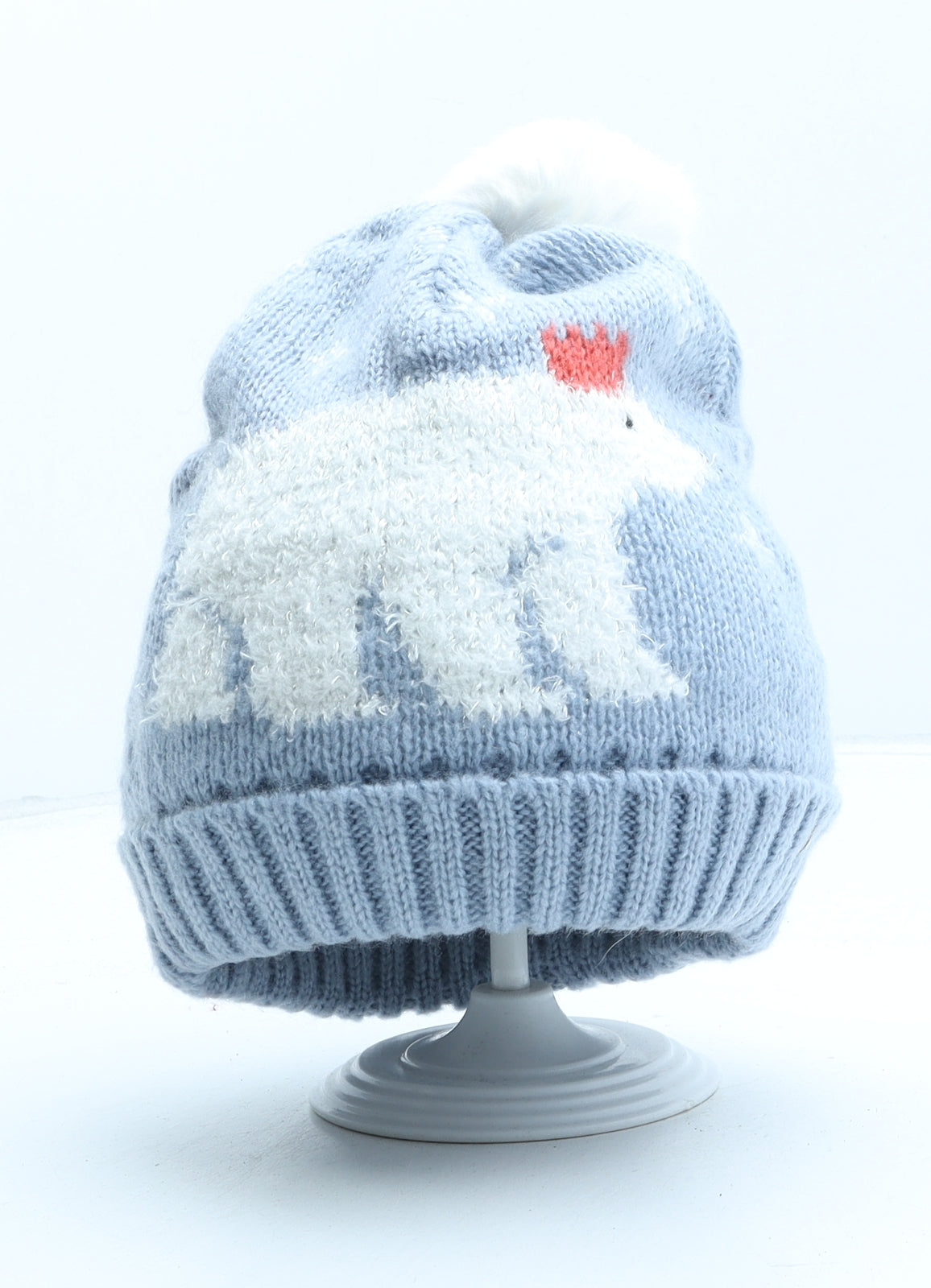 Marks and Spencer Womens Blue Acrylic Bobble Hat One Size - Christmas