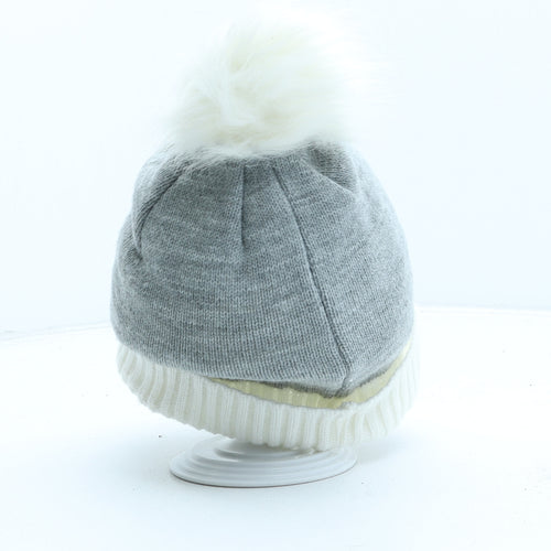 Primark Girls Grey Acrylic Bobble Hat One Size - Unicorn