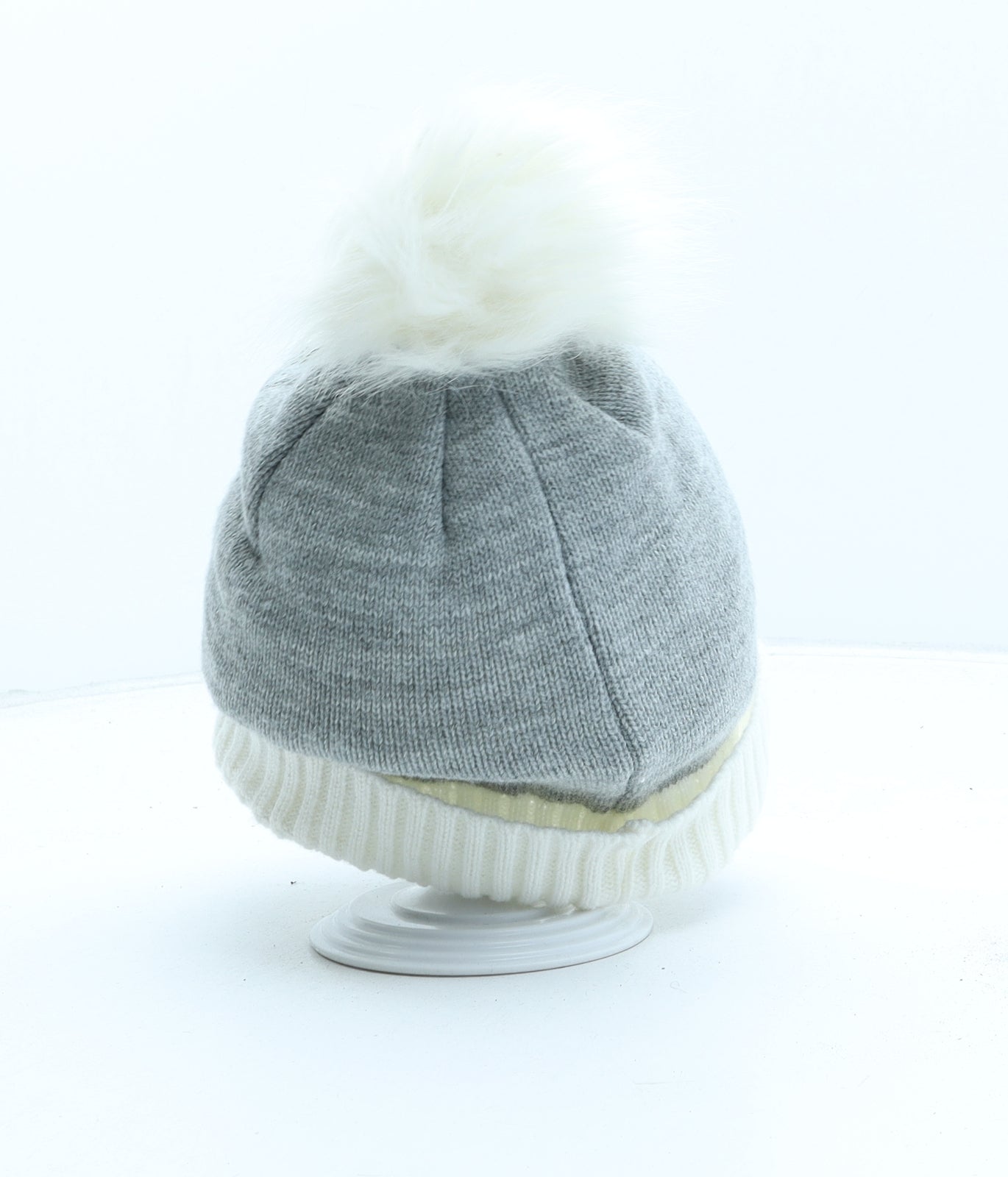 Primark Girls Grey Acrylic Bobble Hat One Size - Unicorn
