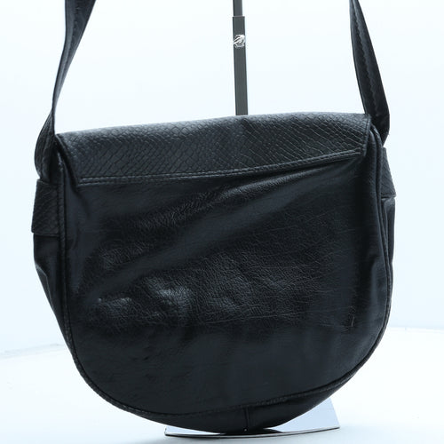 Crisan Womens Black Polyurethane Crossbody Size Medium - Croc Texture