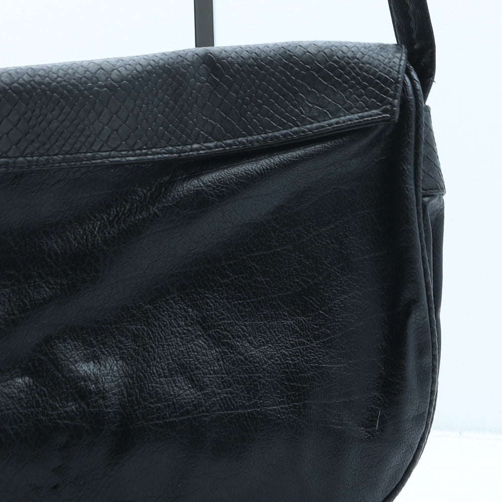 Crisan Womens Black Polyurethane Crossbody Size Medium - Croc Texture
