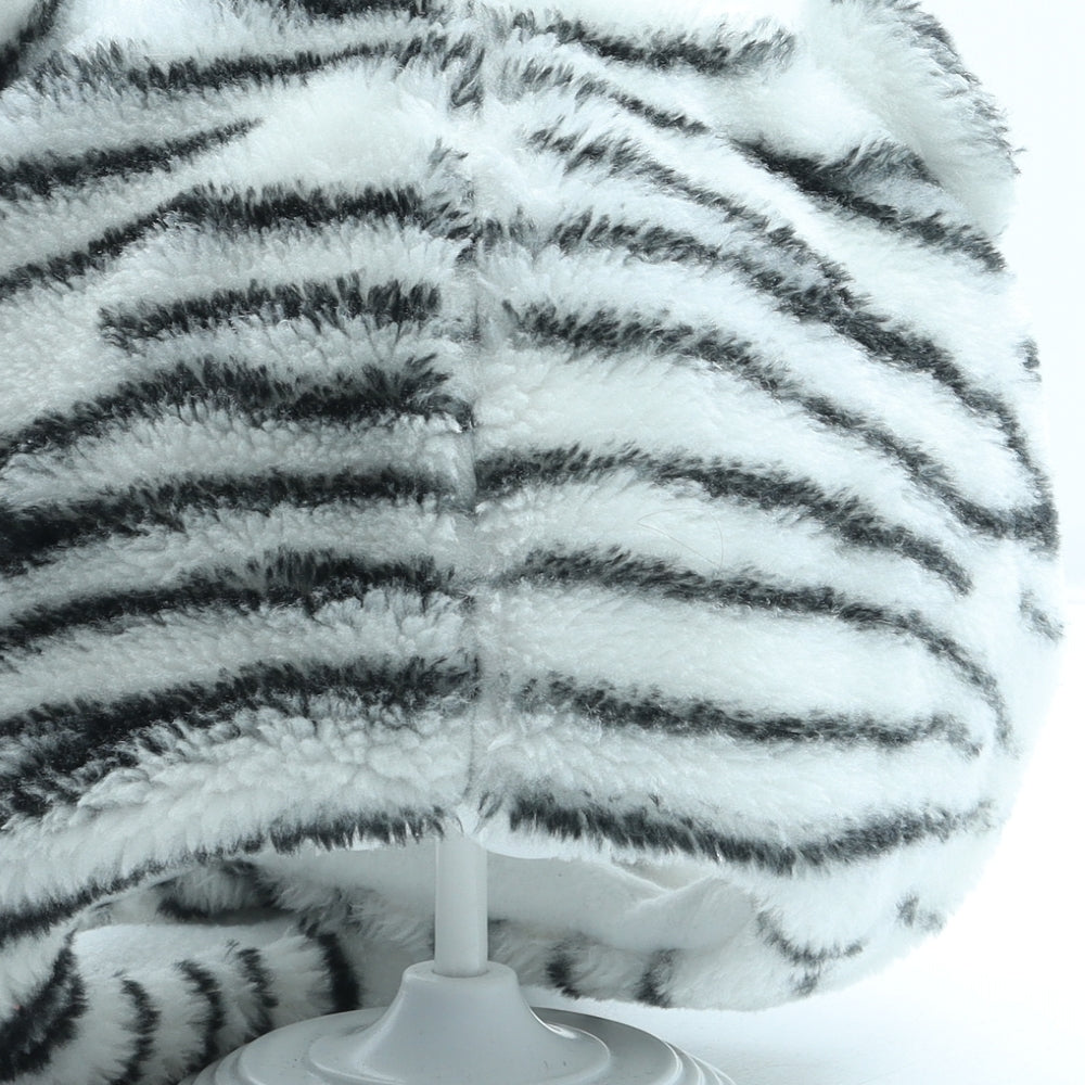 Preworn Girls White Animal Print Polyester Winter Hat One Size - Tiger Ears