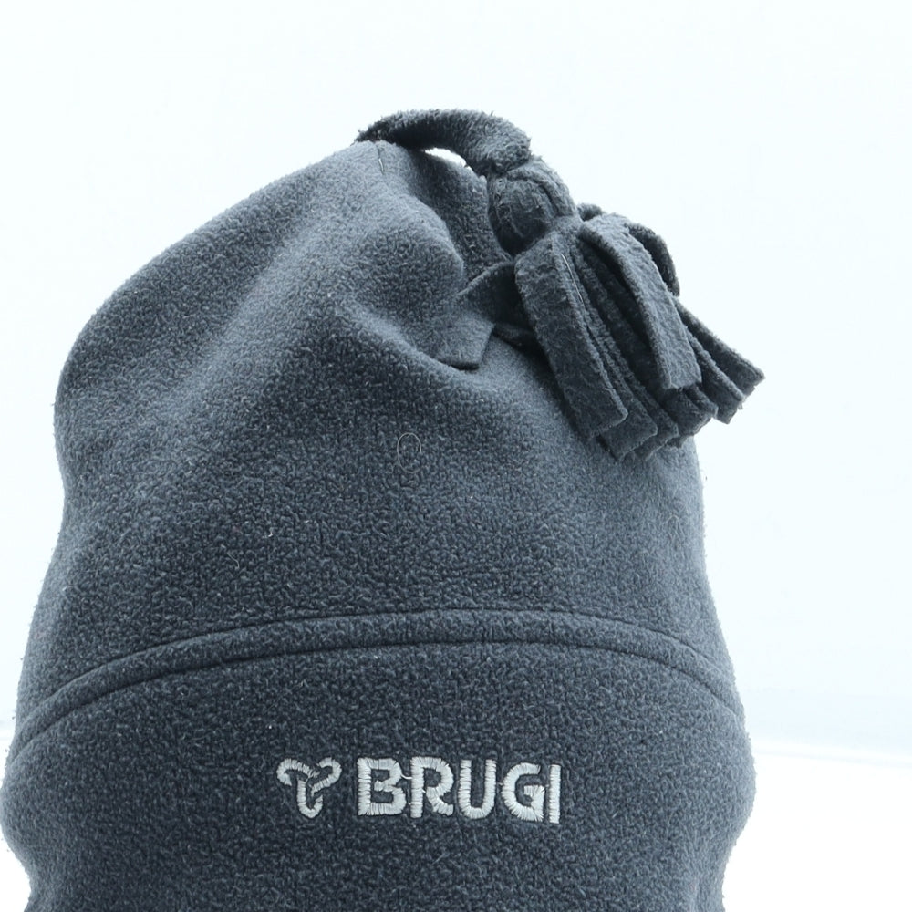 Brugi Mens Grey Polyester Beanie One Size - Embroidered Logo Tassel