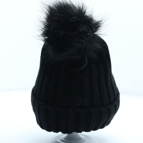 B&M Womens Black Acrylic Bobble Hat One Size - Alphabet Hat