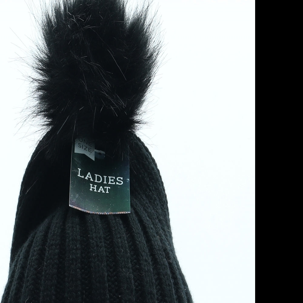 B&M Womens Black Acrylic Bobble Hat One Size - Alphabet Hat