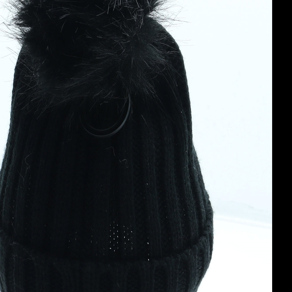 B&M Womens Black Acrylic Bobble Hat One Size - Alphabet Hat