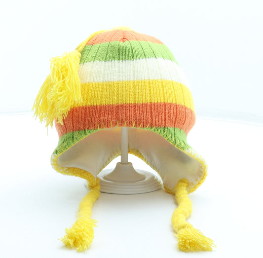 Preworn Boys Multicoloured Striped Acrylic Beanie One Size