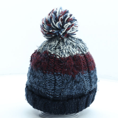 F&F Boys Multicoloured Geometric Acrylic Bobble Hat One Size