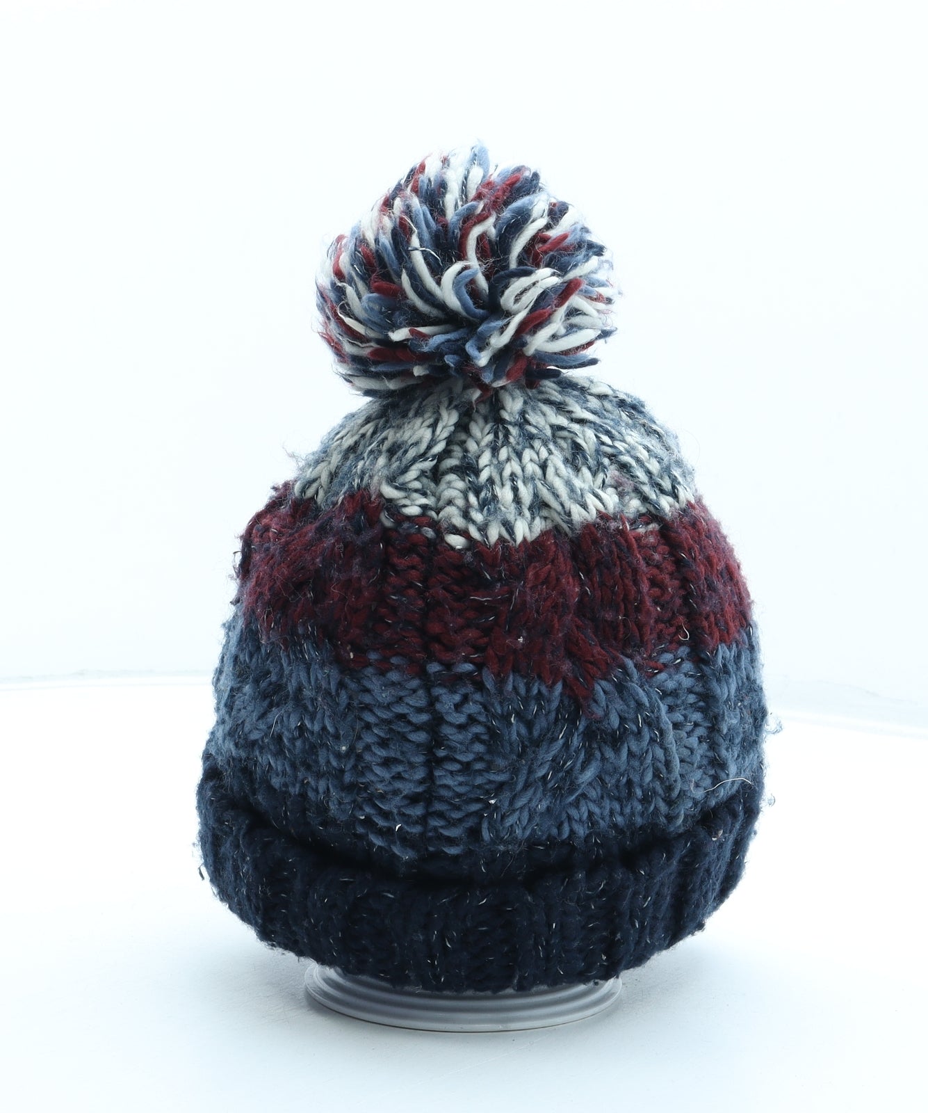 F&F Boys Multicoloured Geometric Acrylic Bobble Hat One Size