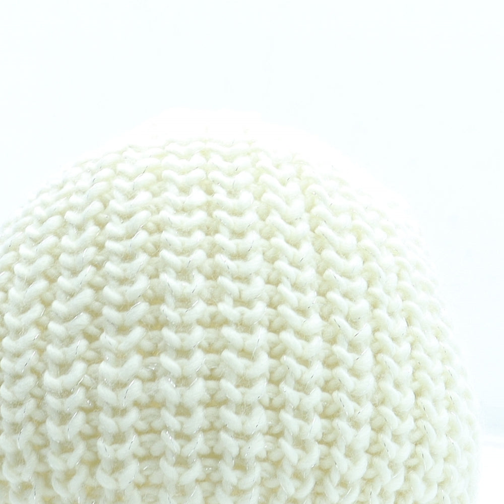 Preworn Womens Ivory Acrylic Beanie One Size