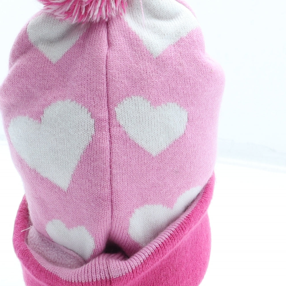 Dreamworks Girls Multicoloured Geometric Acrylic Bobble Hat Size S - Trolls Poppy