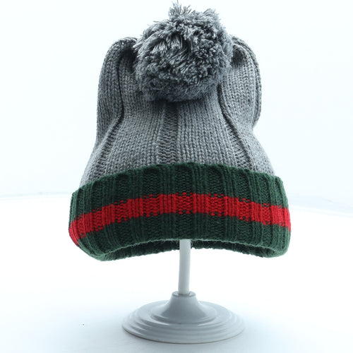 Preworn Boys Multicoloured Striped Acrylic Bobble Hat One Size