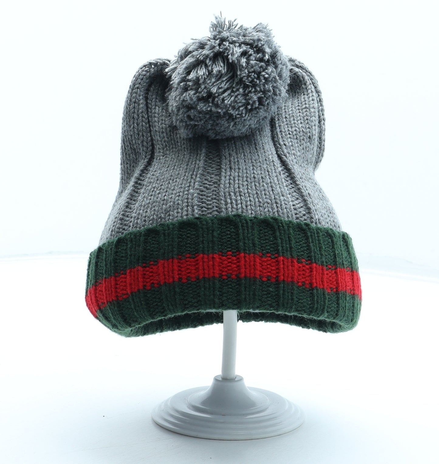 Preworn Boys Multicoloured Striped Acrylic Bobble Hat One Size