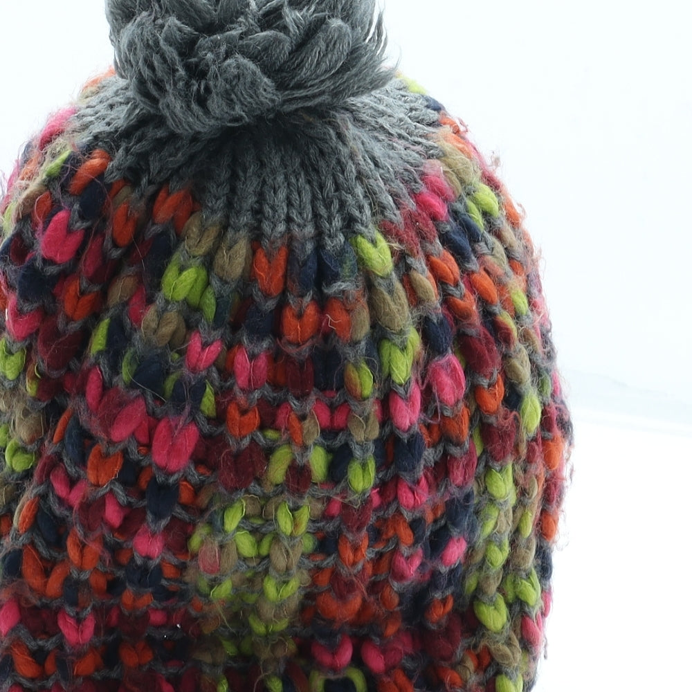 Preworn Womens Multicoloured Geometric Acrylic Bobble Hat One Size