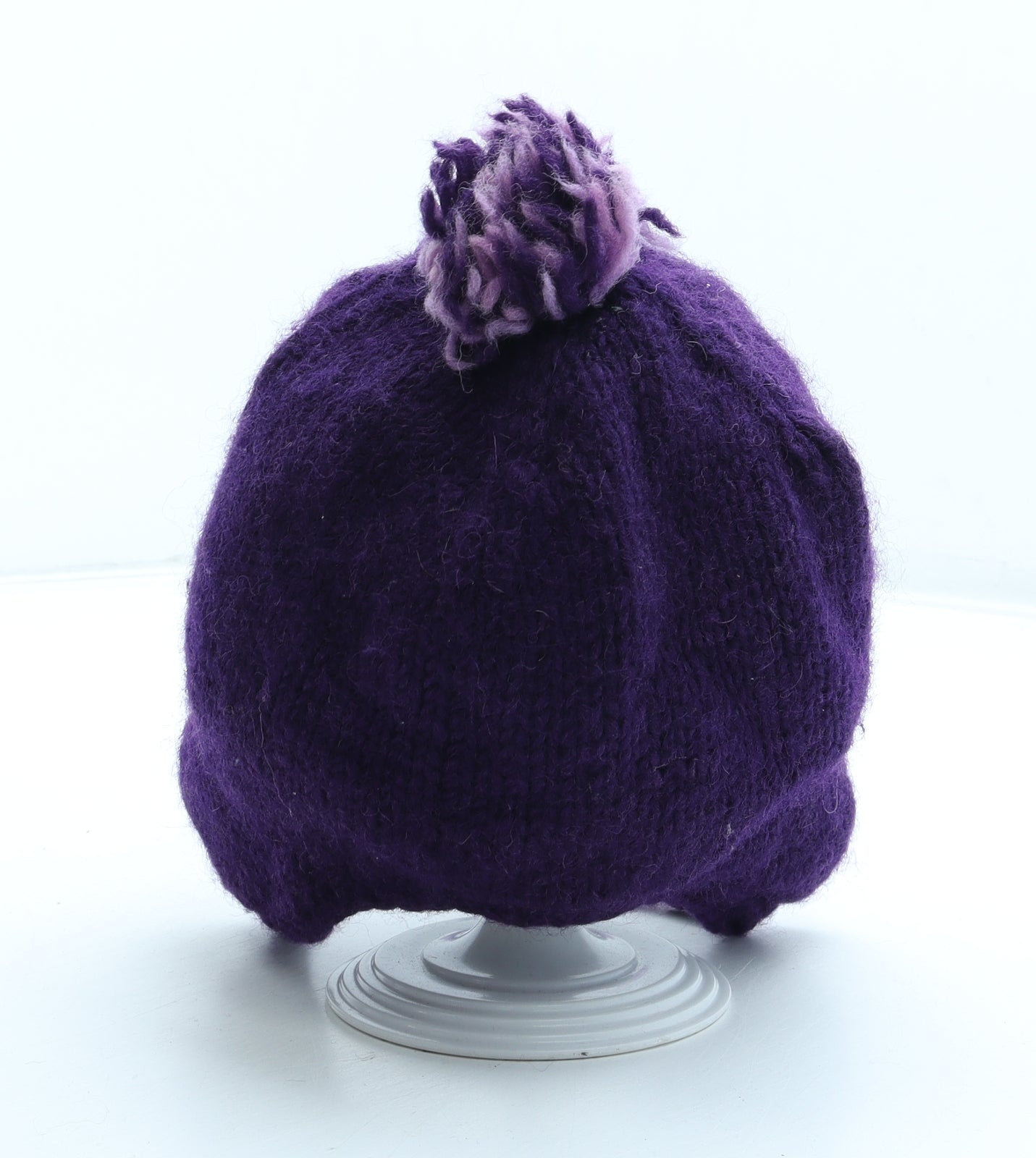 Pachamamita Womens Purple Wool Bobble Hat One Size - Heart