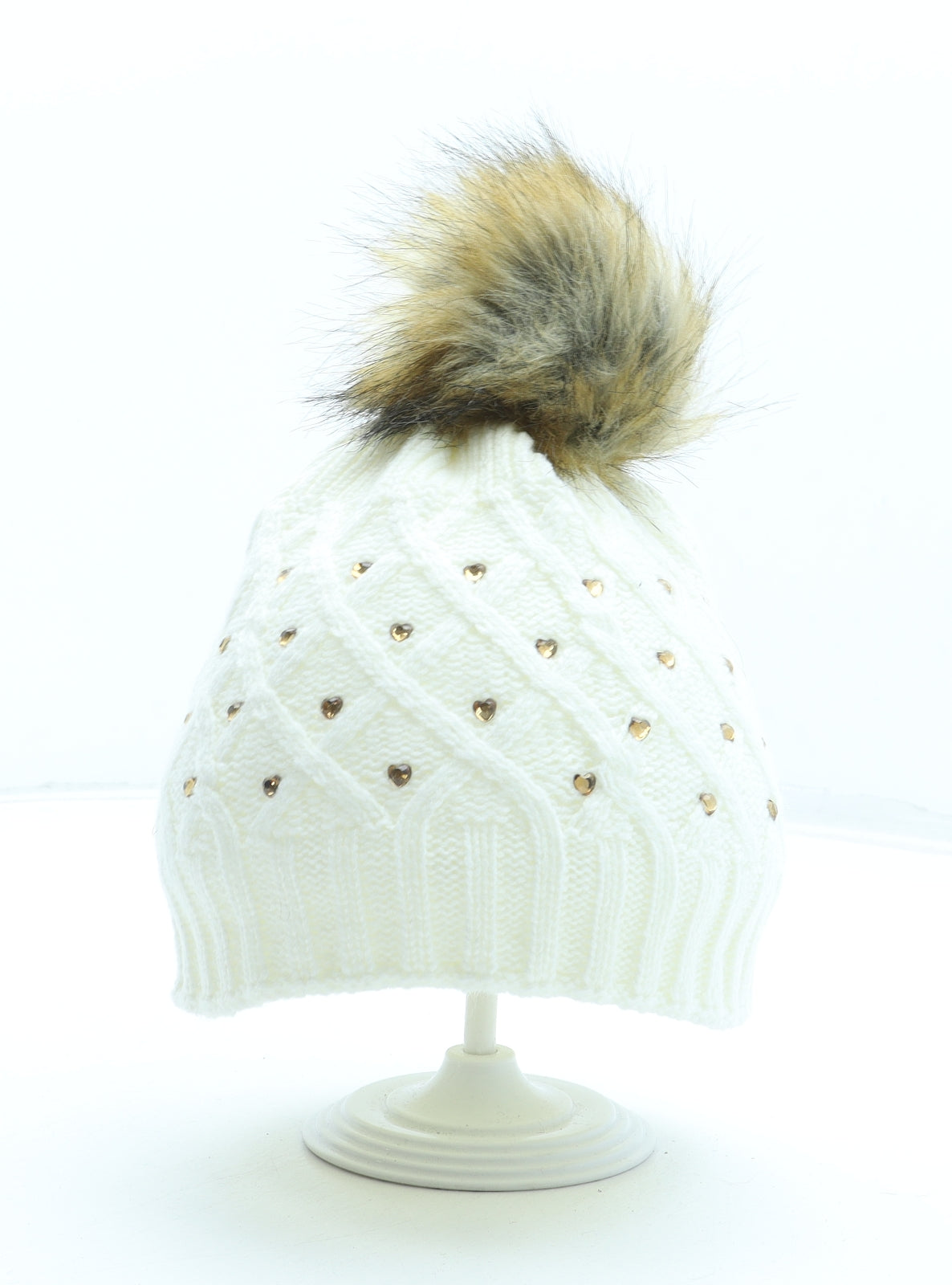 George Womens White Acrylic Beanie One Size