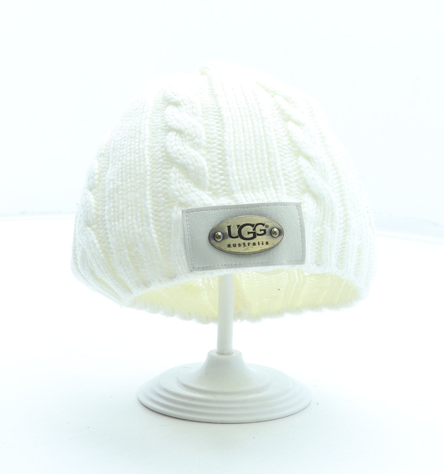 UGG Australia Womens White Acrylic Beanie One Size