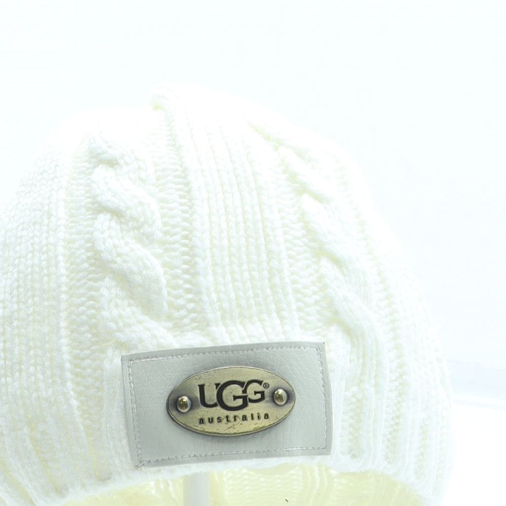 UGG Australia Womens White Acrylic Beanie One Size