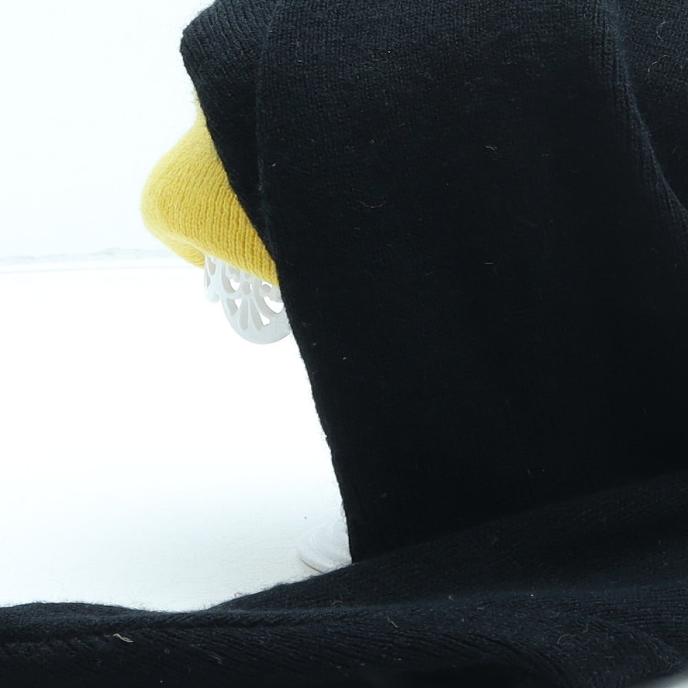 Disney Girls Black Acrylic Bobble Hat One Size - Winnie the Pooh