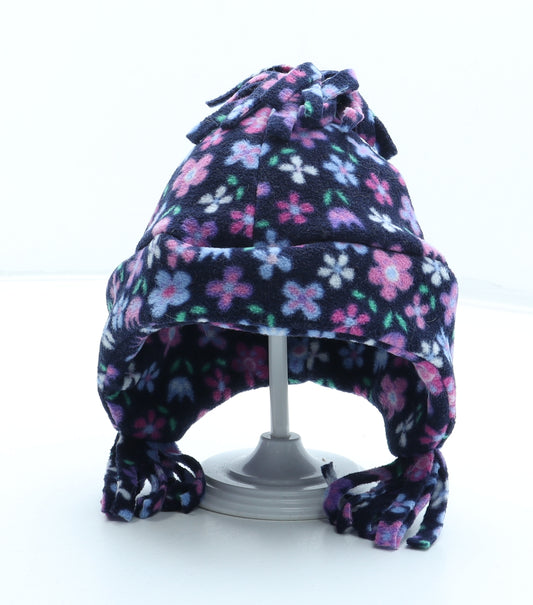 JoJo Maman Bébé Girls Multicoloured Floral Polyester Beanie Size S - Size 0-12 Months