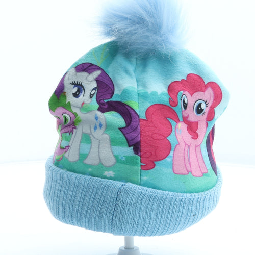 Hasbro Girls Blue Geometric Acrylic Bobble Hat One Size - My Little Pony