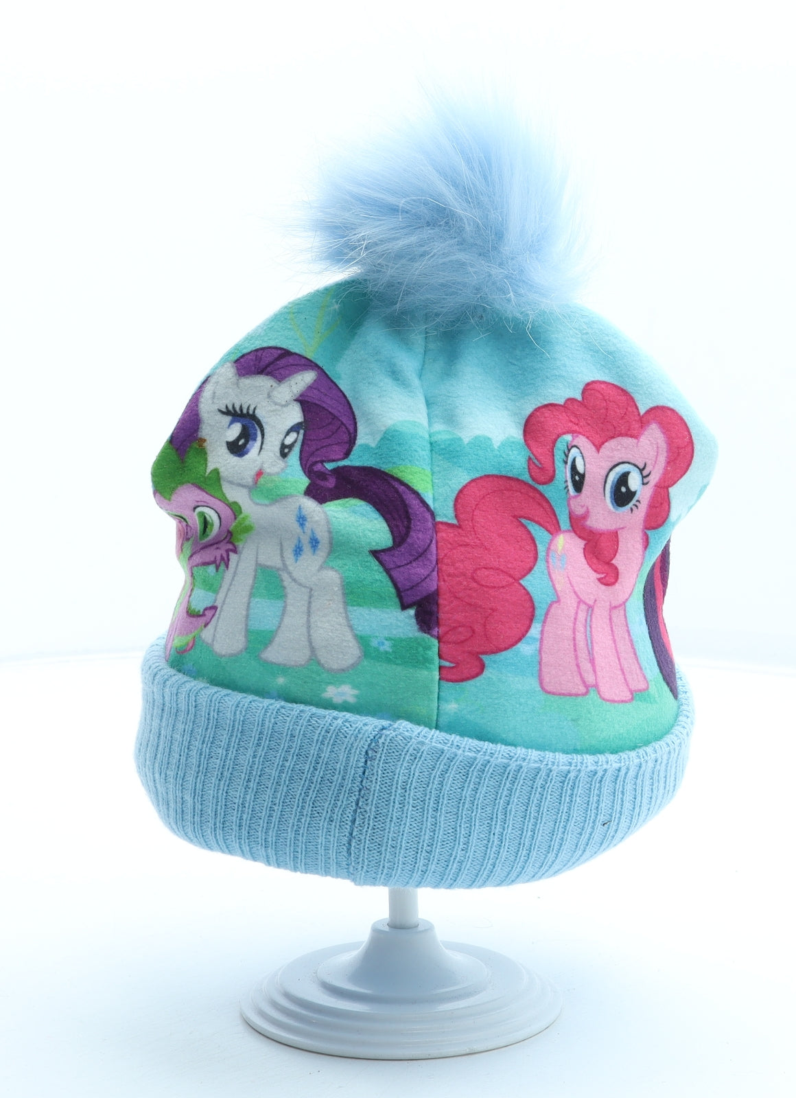 Hasbro Girls Blue Geometric Acrylic Bobble Hat One Size - My Little Pony