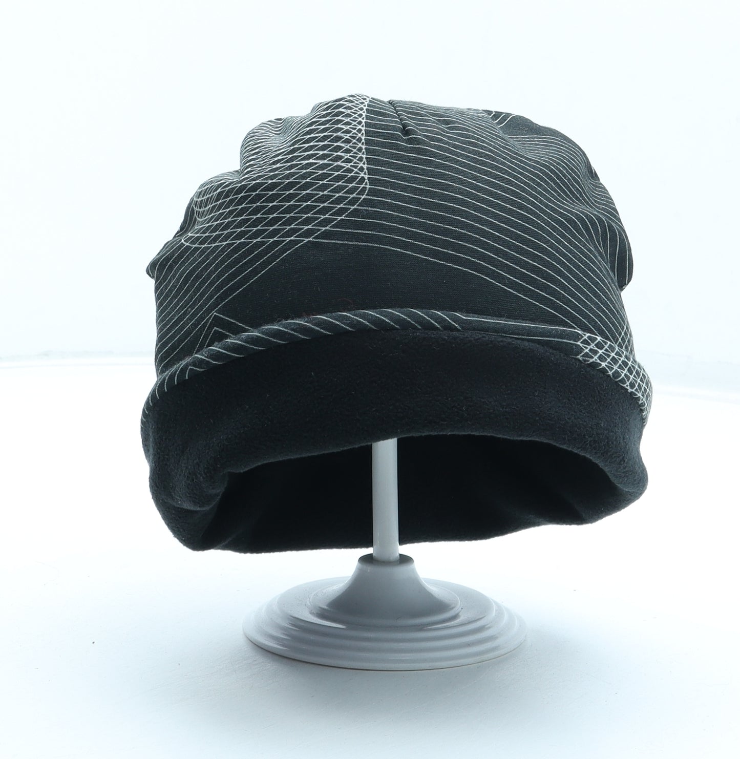 Preworn Mens Black Geometric Polyester Beanie One Size
