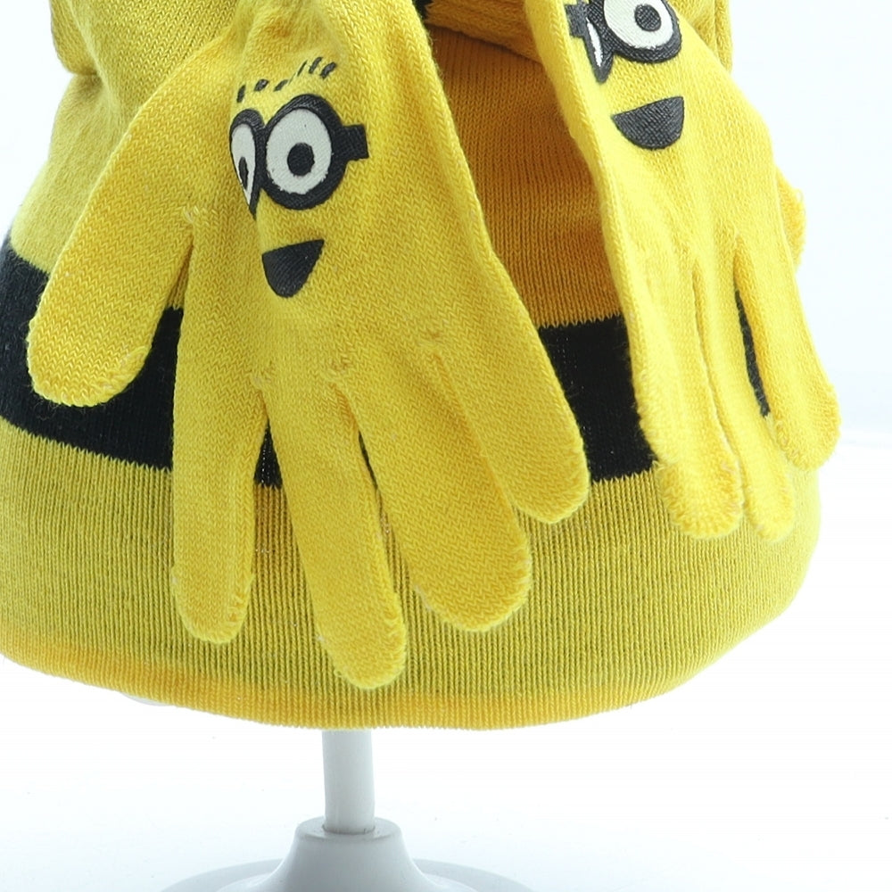 B&M Boys Yellow Geometric Acrylic Beanie Size S - Minions