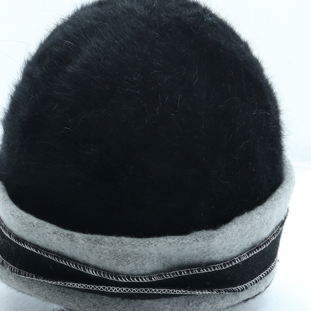 Hawkins Womens Black Angora Cloche One Size - Flower Detail