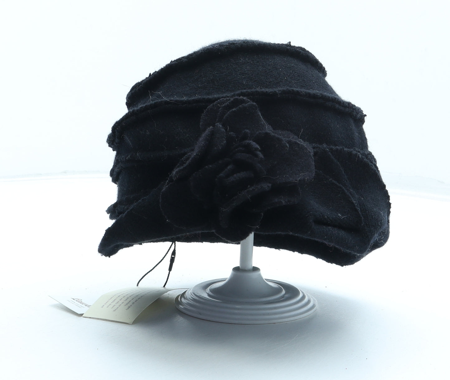 Lawliet Womens Black Wool Cloche One Size - Flower Detail