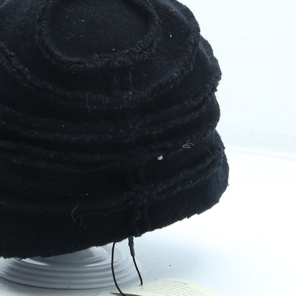 Lawliet Womens Black Wool Cloche One Size - Flower Detail