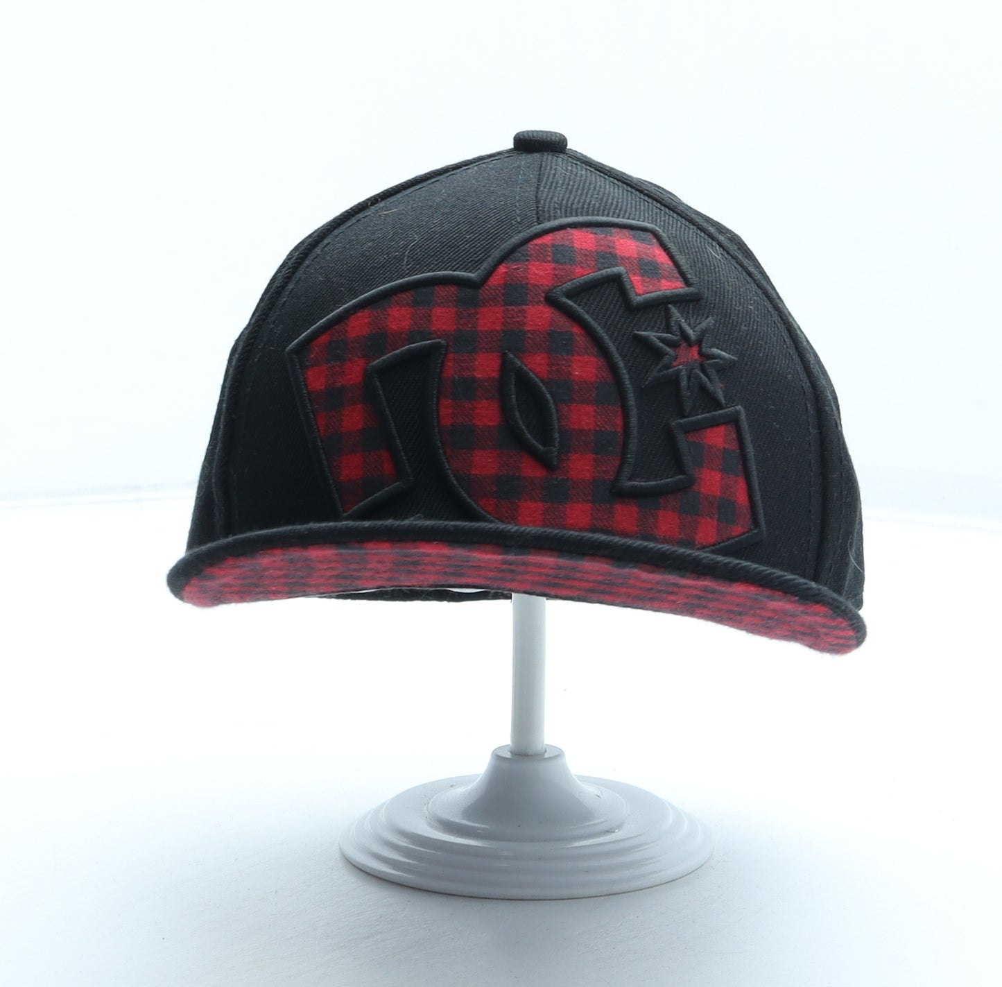 DC Shoes Mens Black Check Cotton Snapback Size 6 3/4 - Logo