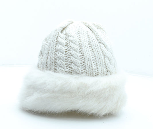 F&F Womens White Acrylic Cloche One Size - Faux Fur