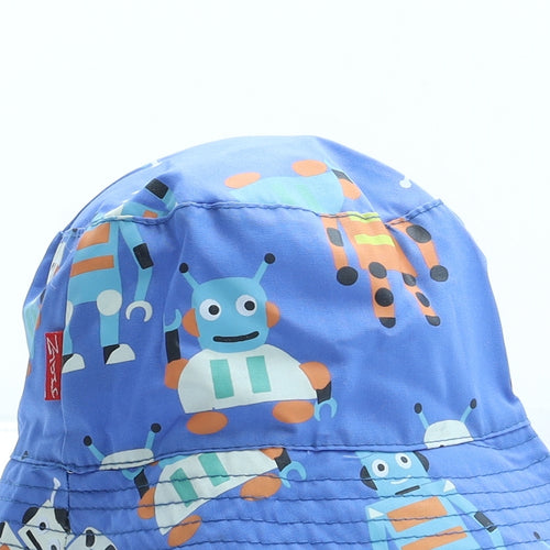 JIGLZ Boys Blue Geometric 100% Cotton Bucket Hat Size S - Robots