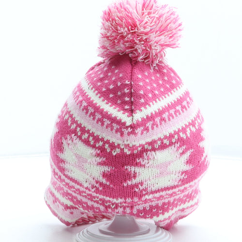 Young Dimension Girls Pink Fair Isle Acrylic Bobble Hat Size S - Size 2-3 Years