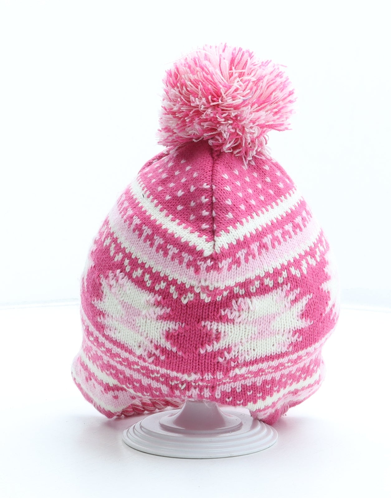 Young Dimension Girls Pink Fair Isle Acrylic Bobble Hat Size S - Size 2-3 Years