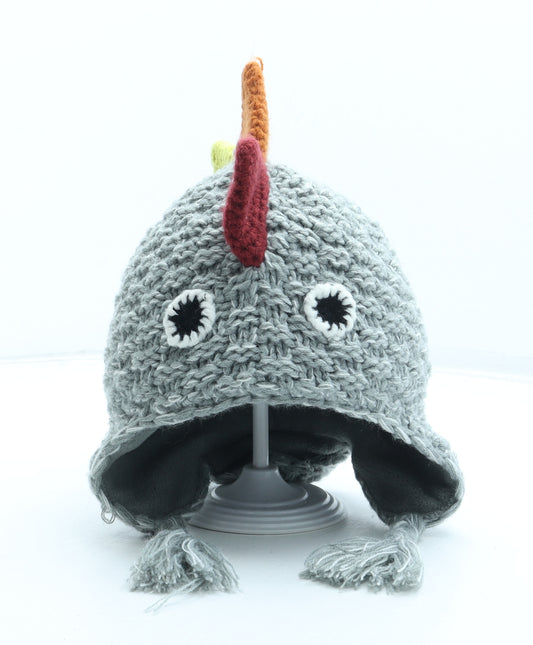 NEXT Boys Grey Acrylic Beanie Size S - Dinosaur Dragon Size 5-6 Years
