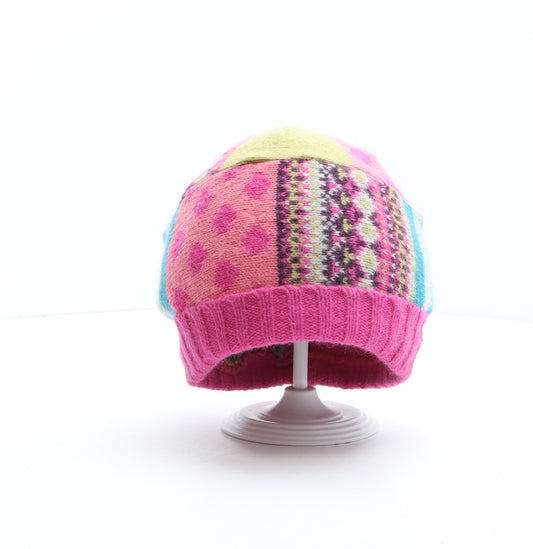 Monsoon Girls Multicoloured Geometric Wool Beanie One Size - Size 3-6 years