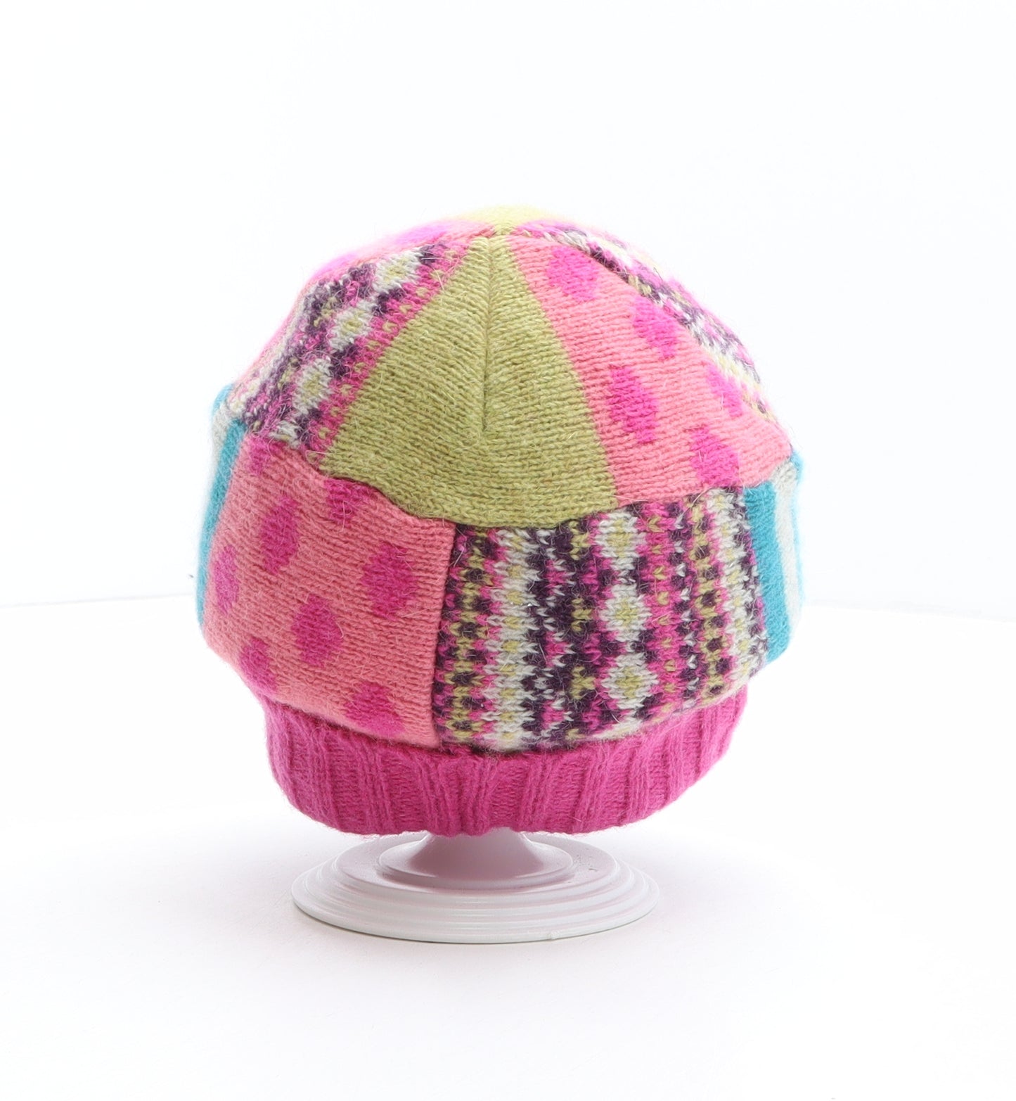 Monsoon Girls Multicoloured Geometric Wool Beanie One Size - Size 3-6 years