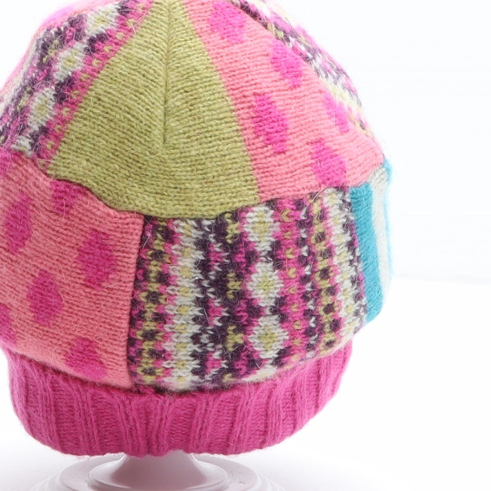Monsoon Girls Multicoloured Geometric Wool Beanie One Size - Size 3-6 years