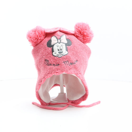 Disney Girls Pink Acrylic Winter Hat One Size - Disney, Minnie Mouse, Size 86cm 50/51
